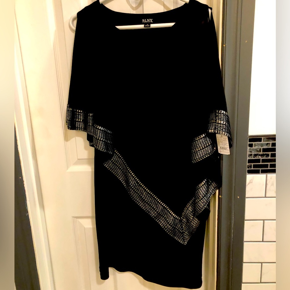 Brand SLNY evening wedding dinner black dress size 8